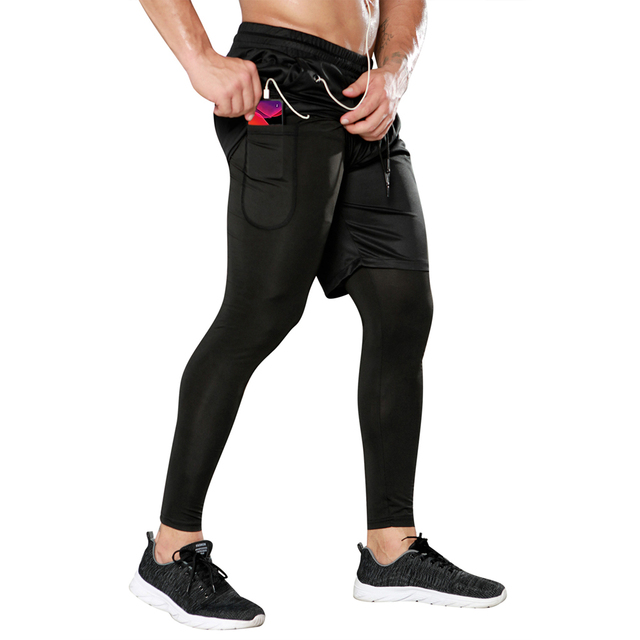 Męskie spodnie rajstopy uciskowe sportowe legginsy 2 w 1 szorty treningowe do biegania Man Sport - Wianko - 12