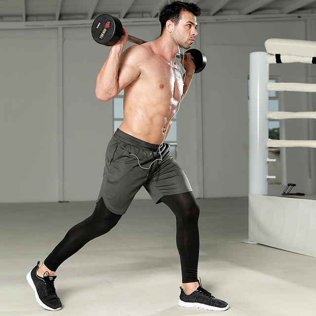 Męskie spodnie rajstopy uciskowe sportowe legginsy 2 w 1 szorty treningowe do biegania Man Sport - Wianko - 24