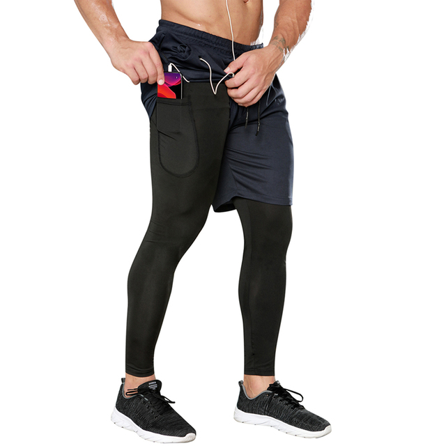 Męskie spodnie rajstopy uciskowe sportowe legginsy 2 w 1 szorty treningowe do biegania Man Sport - Wianko - 16