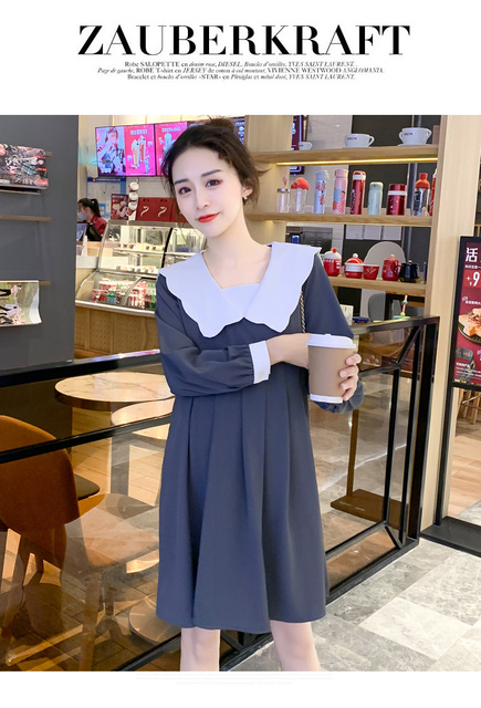 Koreańska sukienka macierzyńska z długim rękawem, linia luźna, jesień 2021 (+nr produktu) - Wianko - 15