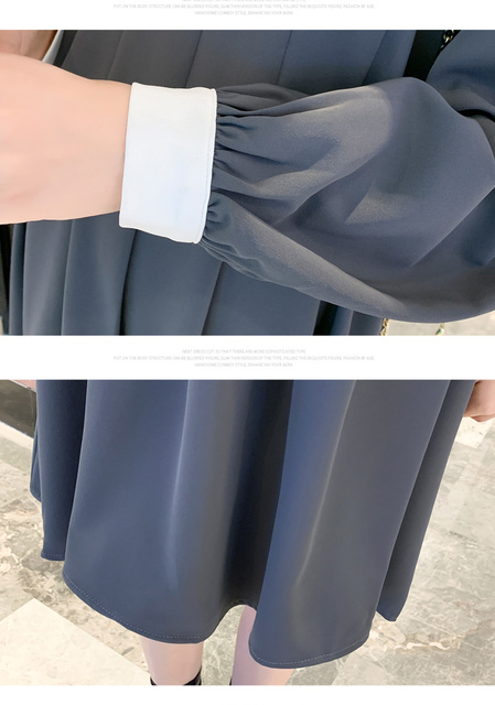 Koreańska sukienka macierzyńska z długim rękawem, linia luźna, jesień 2021 (+nr produktu) - Wianko - 22