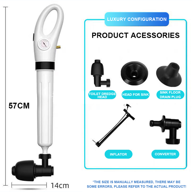 Narzędzie do pogłębiania kanalizacji - przepychacz pneumatyczny do toalet z funkcją sprężania powietrza i udrażniania odpływu - Wianko - 7