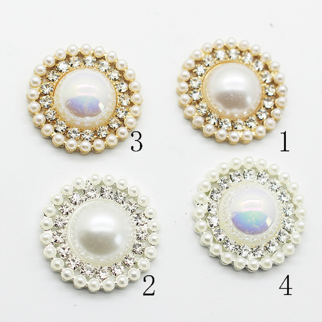5 sztuk metalowych, kryształowych perlowych guzików flatback z kości słoniowej - dekoracyjne akcesoria do centrum DIY - Wianko - 6