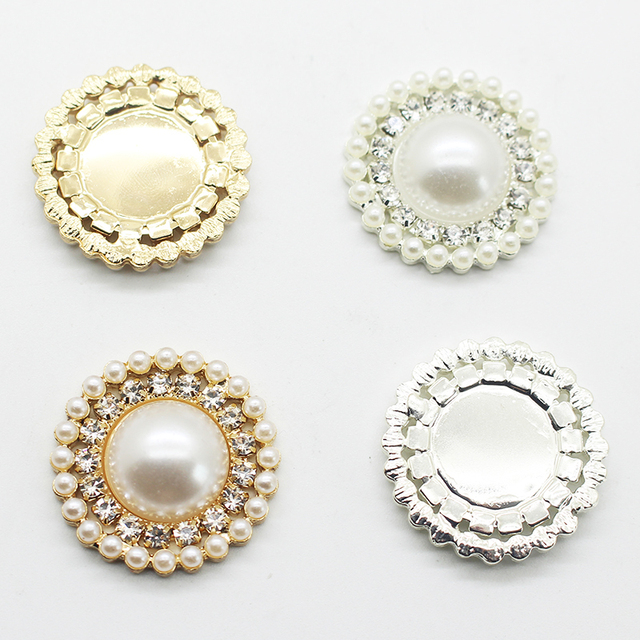 5 sztuk metalowych, kryształowych perlowych guzików flatback z kości słoniowej - dekoracyjne akcesoria do centrum DIY - Wianko - 4