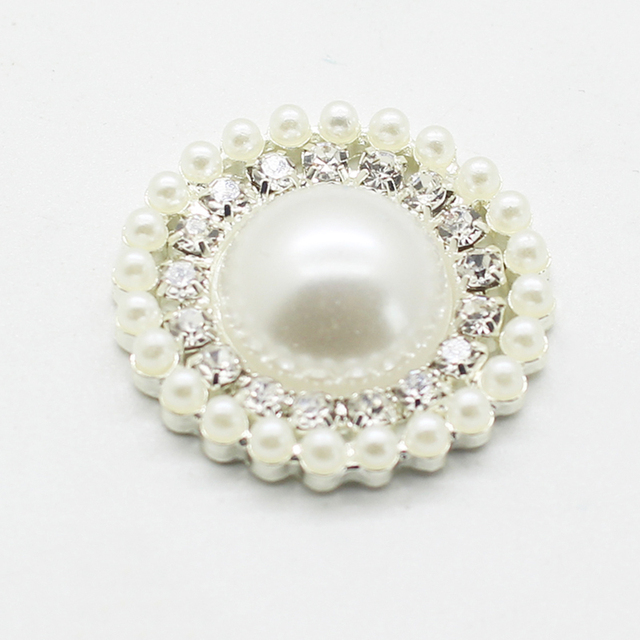 5 sztuk metalowych, kryształowych perlowych guzików flatback z kości słoniowej - dekoracyjne akcesoria do centrum DIY - Wianko - 9