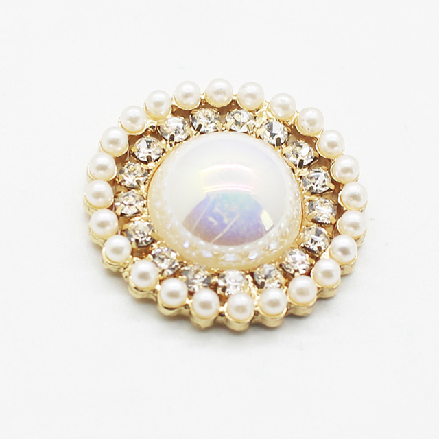 5 sztuk metalowych, kryształowych perlowych guzików flatback z kości słoniowej - dekoracyjne akcesoria do centrum DIY - Wianko - 8