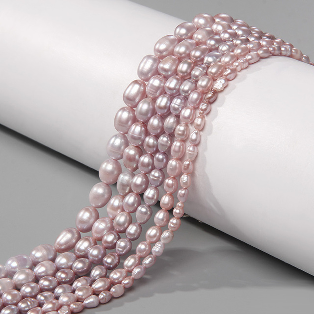 Naturalna fioletowo-różowa perła z koralikami, długa i wysokiej jakości, o owalnym ryżowym kształcie - do biżuterii DIY, bransoletki, naszyjnik - Wianko - 7