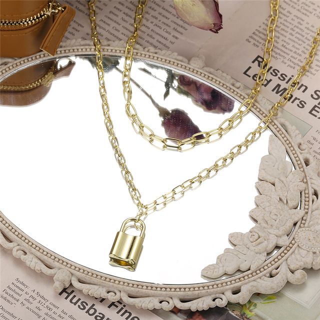17KM Naszyjnik Choker wielowarstwowy złoty z masywnym łańcuchem dla kobiet - moda, nieregularna forma, okrągły naszyjnik, trendy biżuteria 2021 - Wianko - 8