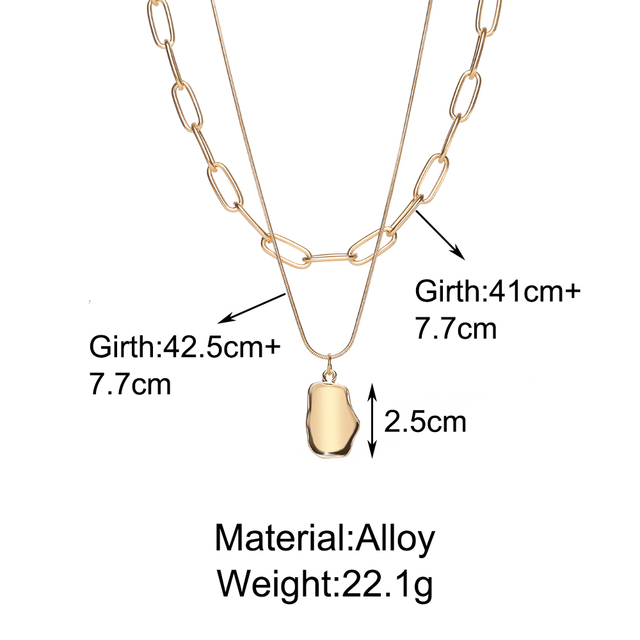 17KM Naszyjnik Choker wielowarstwowy złoty z masywnym łańcuchem dla kobiet - moda, nieregularna forma, okrągły naszyjnik, trendy biżuteria 2021 - Wianko - 2
