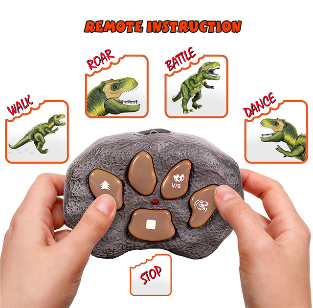 Elektryczny Pilot Model zwierzęcia RC: Dinozaur dla dzieci, Tyrannosaurus Rex, oczy połysk, spacer, dźwięki - Wianko - 2