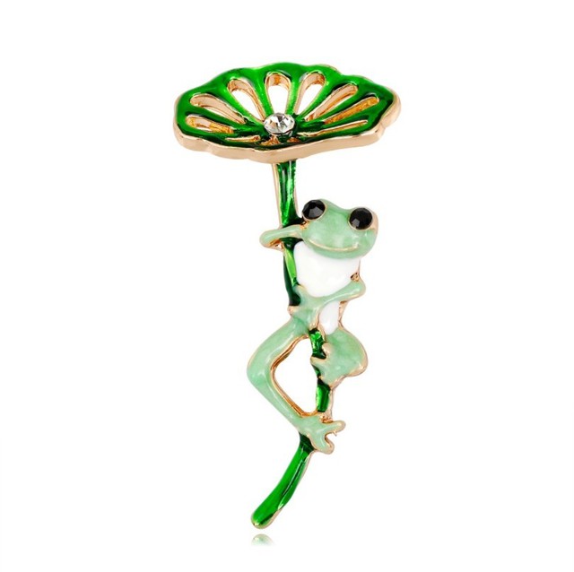 Nowa broszka żaba emalia Cartoon, liść lotosu, wielobarwne balony, metalowa plakietka - Wianko - 16