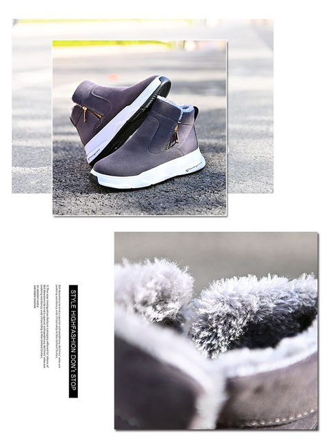 Nowe męskie czarne buty śniegowce zimowe Super ciepłe pluszowe, okrągły nosek, płaska podeszwa - Wianko - 3