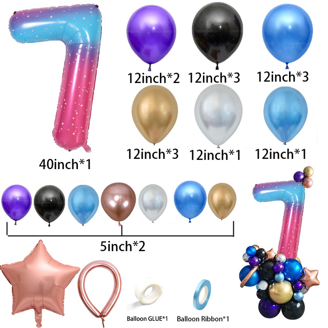 Partia balonów kosmicznych 0-9, 32 sztuki, 40 cali, rysunki, zestaw dekoracji na urodziny chłopca w motywie kosmicznym - Wianko - 3