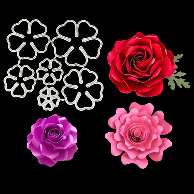 Matryca do wycinania 3D Róża | Wykrojniki szablony Scrapbooking | Tłoczenie DIY papier rzemieślniczy karty ozdoba do albumu | Metalowa forma cięcia | 1 sztuka - Wianko - 3