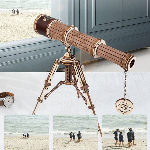3D drewniane Puzzle Monokularowy Teleskop DIY - idealny prezent dla dzieci i jako dekoracyjny element - uacr zestaw do samodzielnego montażu dekompresji! - Wianko - 9