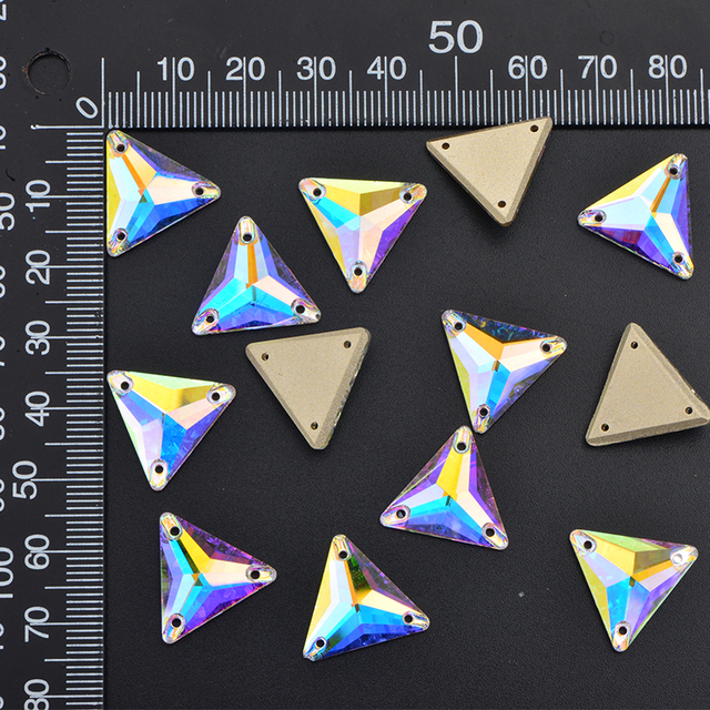 Klamra szycia ze szkłem kryształowym JUNAO, jasny trójkąt, 12mm/16mm/22mm, do ubrań DIY - Wianko - 24