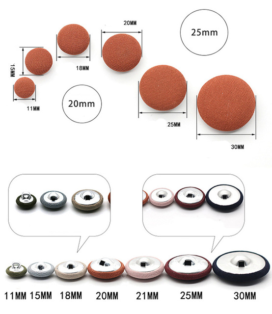 50 sztuk guzików dekoracyjnych DIY do szycia, 11-30mm, wykonanych ze stopu tkaniny, pokrytych warstwą przycisku, w kształcie okręgu, idealnych do płaszczy wierzchnich - Wianko - 23