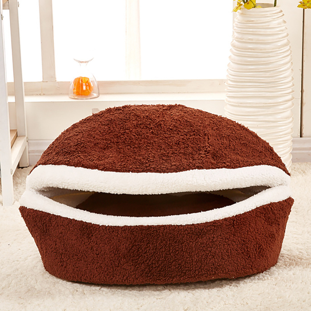 Pluszowe łóżko dla kotów - miękki, okrągły domek z długim pluszem, zapewniający ciepło i wygodę, idealny również dla małych psów - Wianko - 8