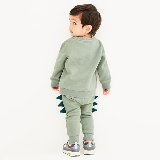 Aksamitne zestawy odzieżowe Little Maven Toddler Kids Plus z długimi rękawami i spodniami do roku 2-7 z krokodylem na kieszeni - Wianko - 5