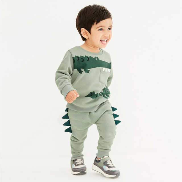 Aksamitne zestawy odzieżowe Little Maven Toddler Kids Plus z długimi rękawami i spodniami do roku 2-7 z krokodylem na kieszeni - Wianko - 4