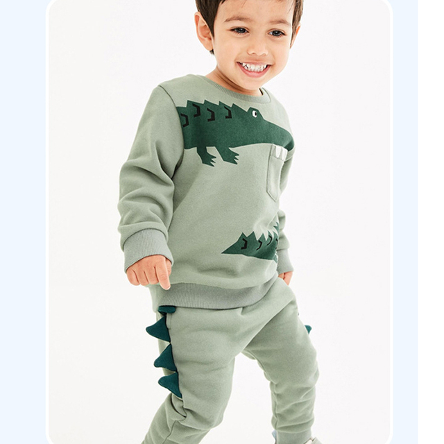 Aksamitne zestawy odzieżowe Little Maven Toddler Kids Plus z długimi rękawami i spodniami do roku 2-7 z krokodylem na kieszeni - Wianko - 3