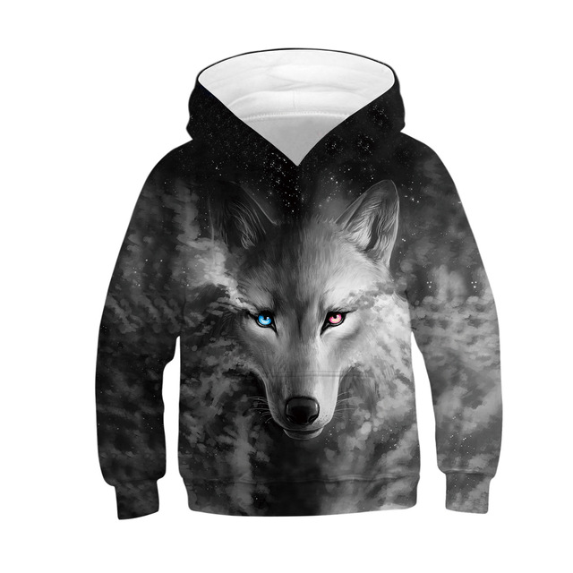 Bluza chłopięca Big Size dla nastolatków z nadrukiem 3D lwa i wilka, idealny prezent na Boże Narodzenie - Wianko - 15