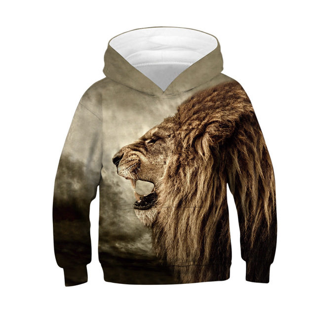 Bluza chłopięca Big Size dla nastolatków z nadrukiem 3D lwa i wilka, idealny prezent na Boże Narodzenie - Wianko - 6