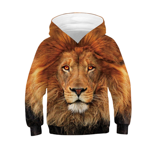Bluza chłopięca Big Size dla nastolatków z nadrukiem 3D lwa i wilka, idealny prezent na Boże Narodzenie - Wianko - 8
