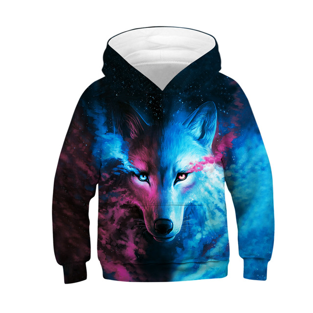 Bluza chłopięca Big Size dla nastolatków z nadrukiem 3D lwa i wilka, idealny prezent na Boże Narodzenie - Wianko - 17