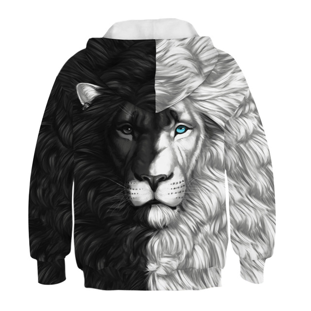 Bluza chłopięca Big Size dla nastolatków z nadrukiem 3D lwa i wilka, idealny prezent na Boże Narodzenie - Wianko - 5