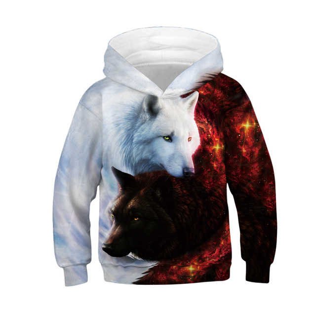 Bluza chłopięca Big Size dla nastolatków z nadrukiem 3D lwa i wilka, idealny prezent na Boże Narodzenie - Wianko - 16