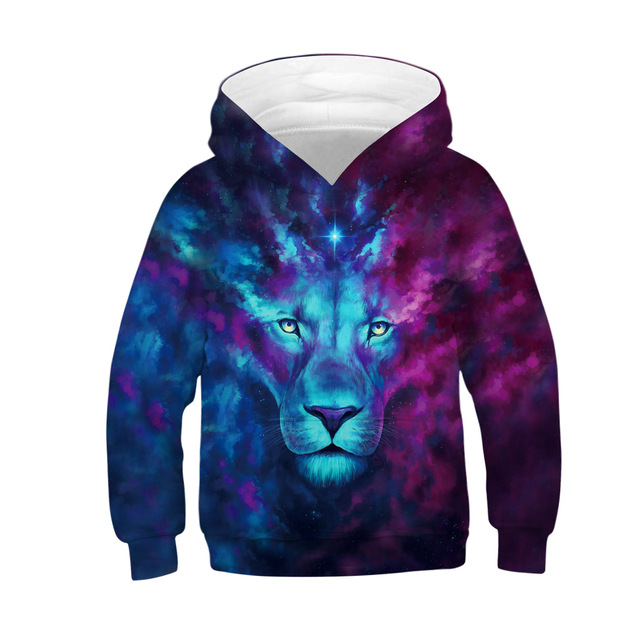 Bluza chłopięca Big Size dla nastolatków z nadrukiem 3D lwa i wilka, idealny prezent na Boże Narodzenie - Wianko - 18