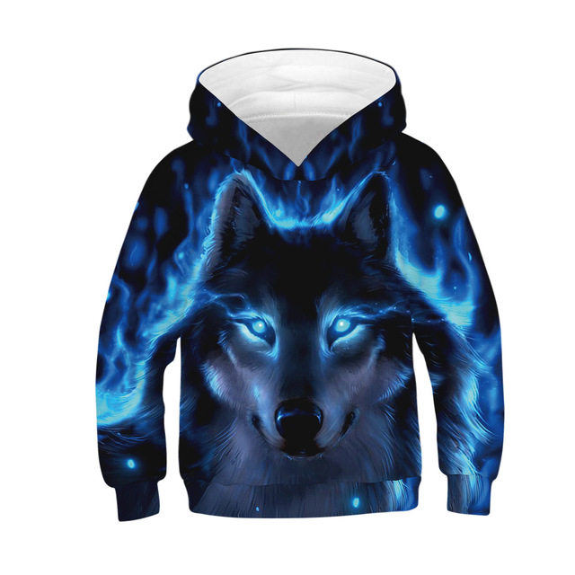 Bluza chłopięca Big Size dla nastolatków z nadrukiem 3D lwa i wilka, idealny prezent na Boże Narodzenie - Wianko - 9