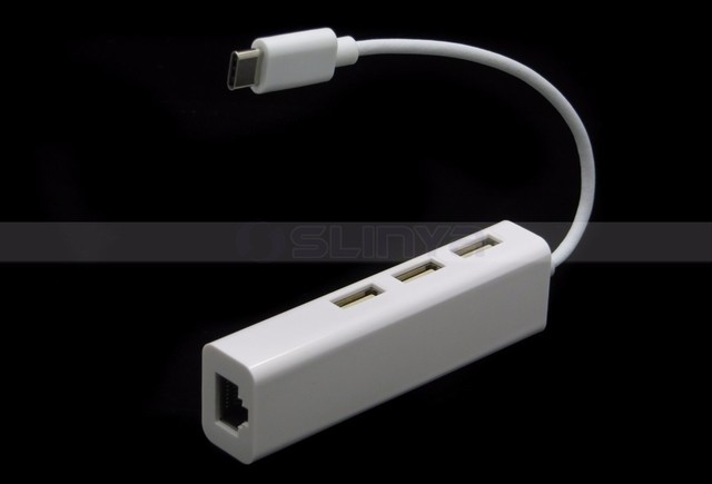 Hub USB-C z 3 portami USB 2.0 i adapterem Ethernet RJ45 - 10 M/100 M USB 3.1 typu C - Wianko - 6