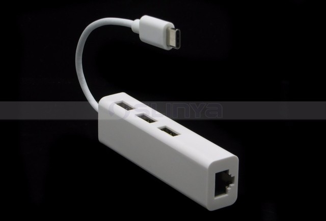 Hub USB-C z 3 portami USB 2.0 i adapterem Ethernet RJ45 - 10 M/100 M USB 3.1 typu C - Wianko - 5