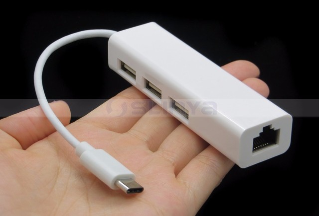 Hub USB-C z 3 portami USB 2.0 i adapterem Ethernet RJ45 - 10 M/100 M USB 3.1 typu C - Wianko - 7