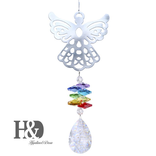 Kryształowy anioł Suncatchers H & D - pryzmatyczna dekoracja okien, twórca tęczy czakry - Wianko - 4
