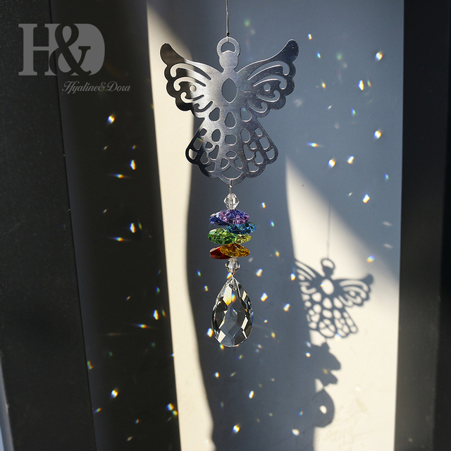 Kryształowy anioł Suncatchers H & D - pryzmatyczna dekoracja okien, twórca tęczy czakry - Wianko - 7