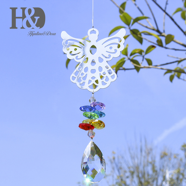 Kryształowy anioł Suncatchers H & D - pryzmatyczna dekoracja okien, twórca tęczy czakry - Wianko - 6