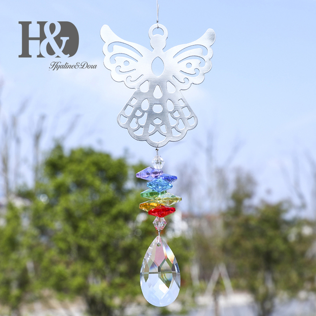 Kryształowy anioł Suncatchers H & D - pryzmatyczna dekoracja okien, twórca tęczy czakry - Wianko - 5