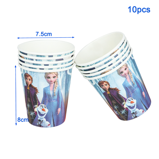 106 sztuk Jednorazowe zastawy stołowe Disney Księżniczka Elsa Anna Frozen: czapka urodzinowa, obrus, puchar, płyta, słomki, serwetka - Baby Shower - Wianko - 1