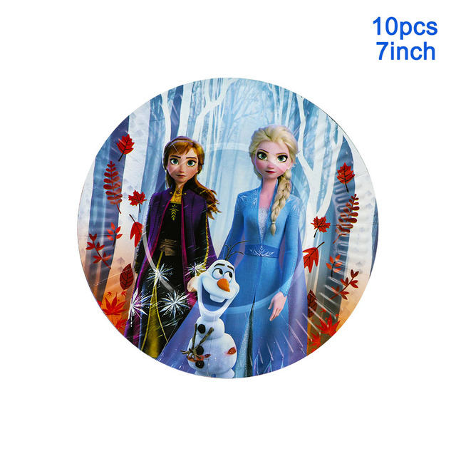 106 sztuk Jednorazowe zastawy stołowe Disney Księżniczka Elsa Anna Frozen: czapka urodzinowa, obrus, puchar, płyta, słomki, serwetka - Baby Shower - Wianko - 2