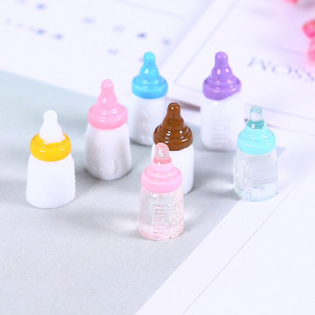 Miniaturowe butelki do karmienia w stylu Kawaii - 10 sztuk - Cabochon upiększenia do Scrapbookingu i dekoracji Baby Shower - wymiary: 10*20mm - Wianko - 1