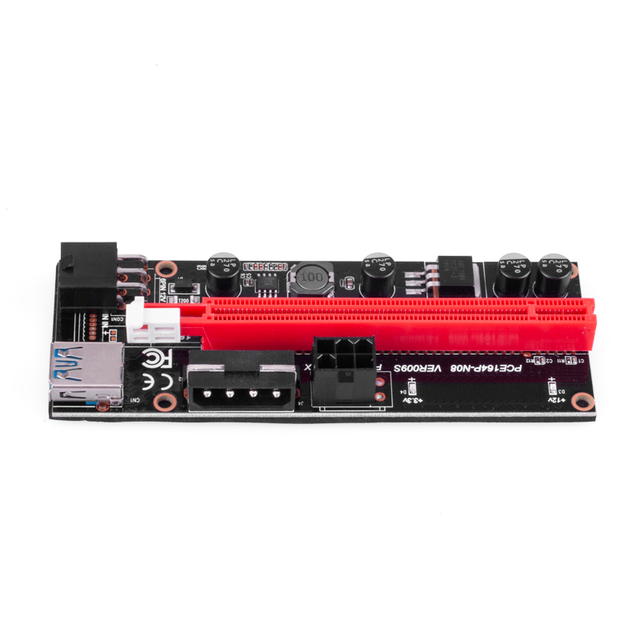 Nowy Riser PCI-E 009S dla kart graficznych - rozszerzenie PCI-E 1x 4x 8x 16x, adapter z 2 portami USB 3.0, zasilanie 6Pin SATA 15Pin - górnictwo, gospodarowanie energią - Wianko - 3