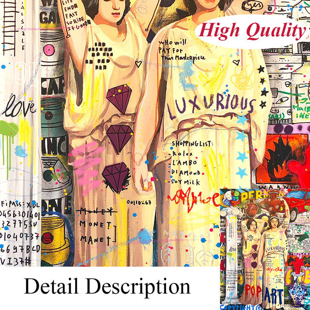 Abstrakcyjny plakat Pop Art z graffiti - luksusowa dekoracja anioła do salonu - Wianko - 5