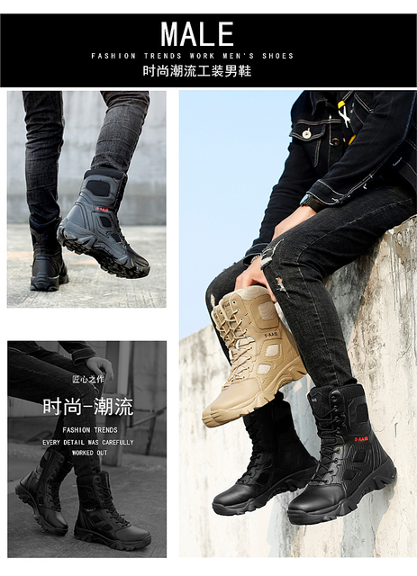 Buty męskie zimowe wojskowe 2021 - wysoka jakość, skórzane, ciepłe, wodoodporne - Wianko - 5