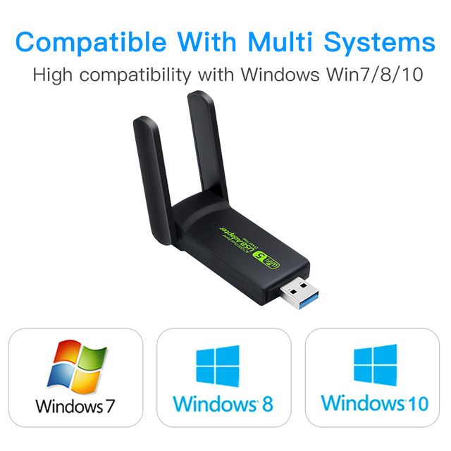Adapter USB do komputera z kartą sieciową WiFi dwuzakresową o prędkościach do 1200 mb/s, z obsługą USB 3.0 i darmowym sterownikiem, kompatybilny z laptopami Win 7/8/10 - Wianko - 7