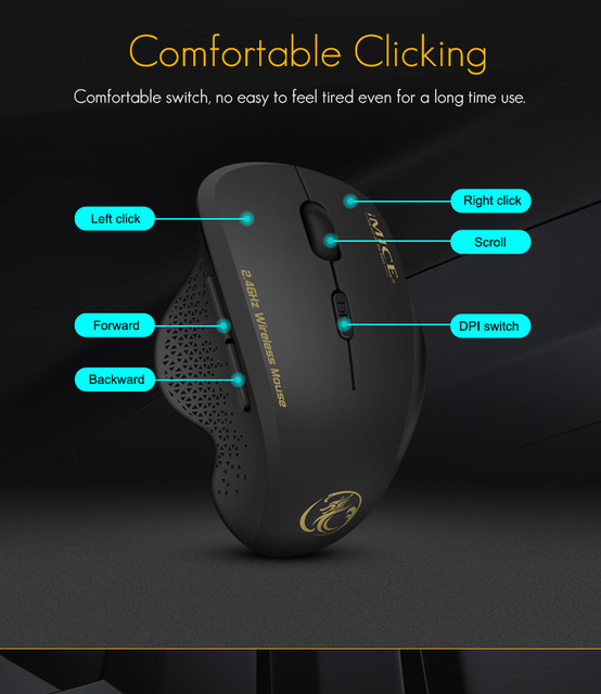 Nowa bezprzewodowa mysz do gier i biura IMICE G6 2.4G z 6-przyciskową funkcją Smart - akcesorium peryferyjne do komputera - Wianko - 5