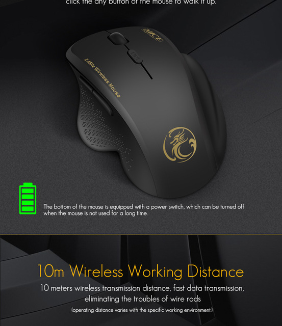Nowa bezprzewodowa mysz do gier i biura IMICE G6 2.4G z 6-przyciskową funkcją Smart - akcesorium peryferyjne do komputera - Wianko - 7