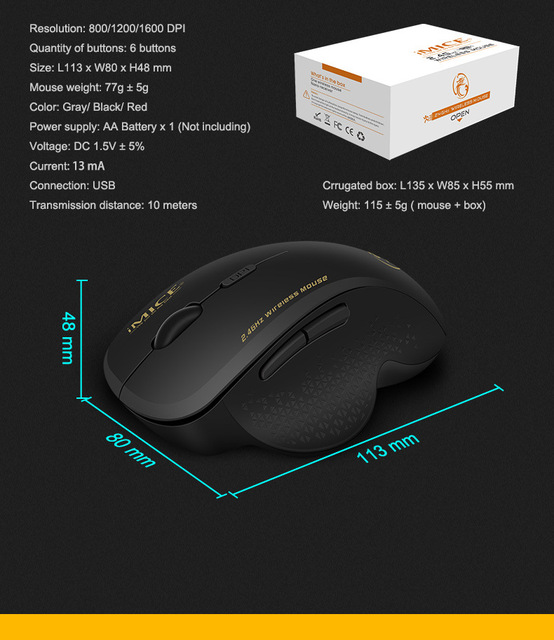 Nowa bezprzewodowa mysz do gier i biura IMICE G6 2.4G z 6-przyciskową funkcją Smart - akcesorium peryferyjne do komputera - Wianko - 12